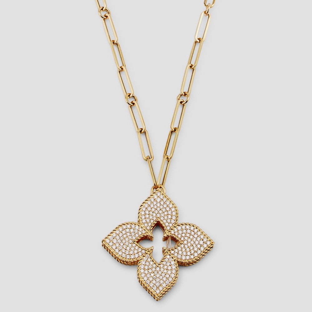 ROBERTO COIN Venetian Princess 18K Gold Diamond Necklace Special Order 22” Chain